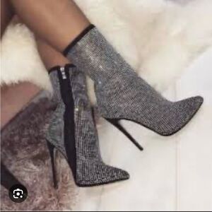 SCHUTZ Sybil Studded Point Toe High Heel Booties